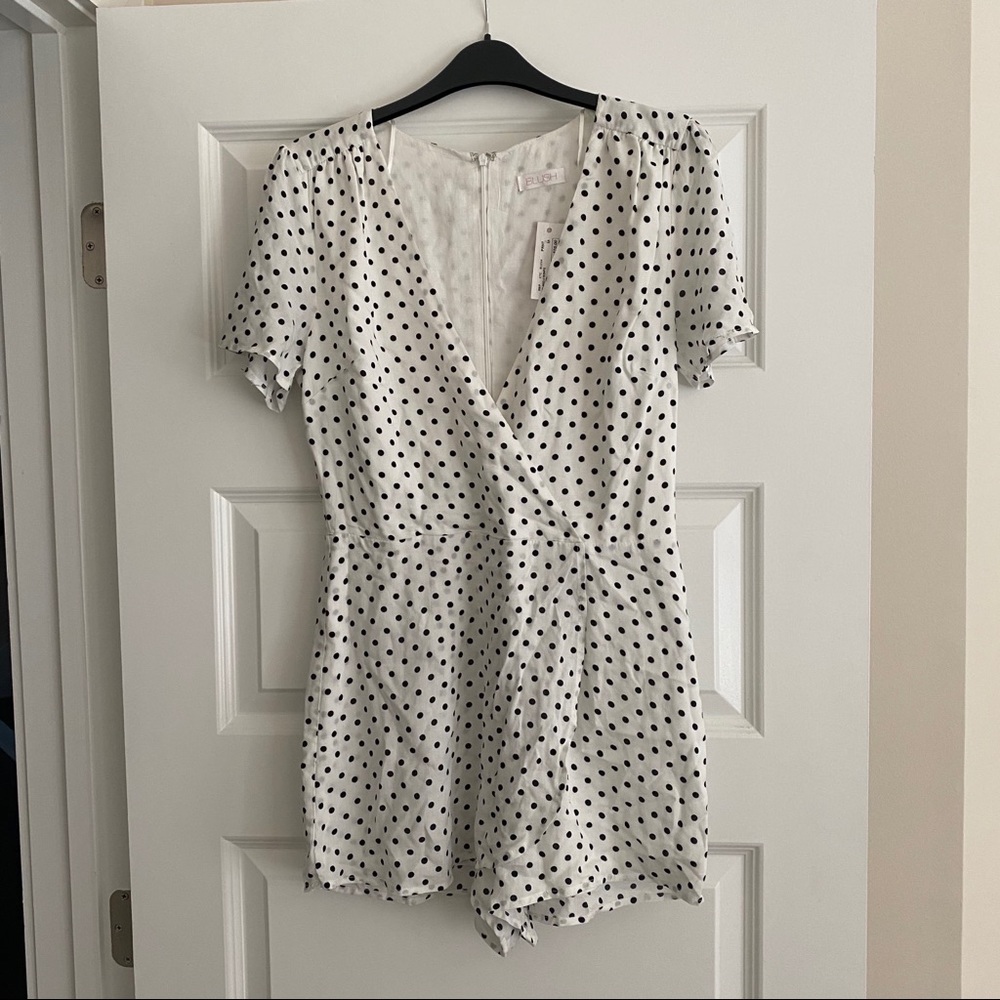 NWT Black & White Polka Dot Skort Romper